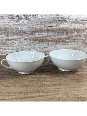 Mosa Select Japan Set of 2 White Porcelain Double-Handled Soup Bowls